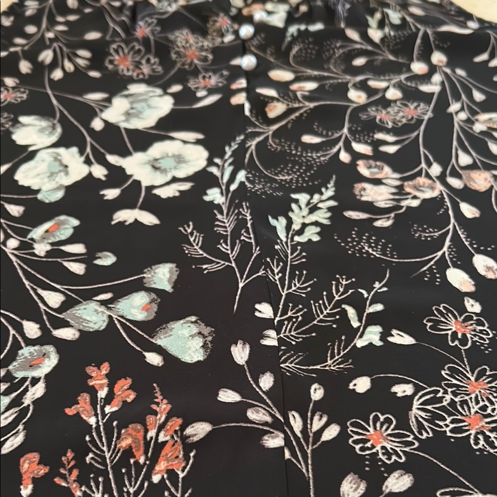 LOFT Women's Size S Black Floral Print Sleeveless Blouse - Picture 8 of 12